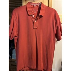 Eddie Bauer Men’s M Red 1/4 Button Short Sleeve Cotton Polo Shirt